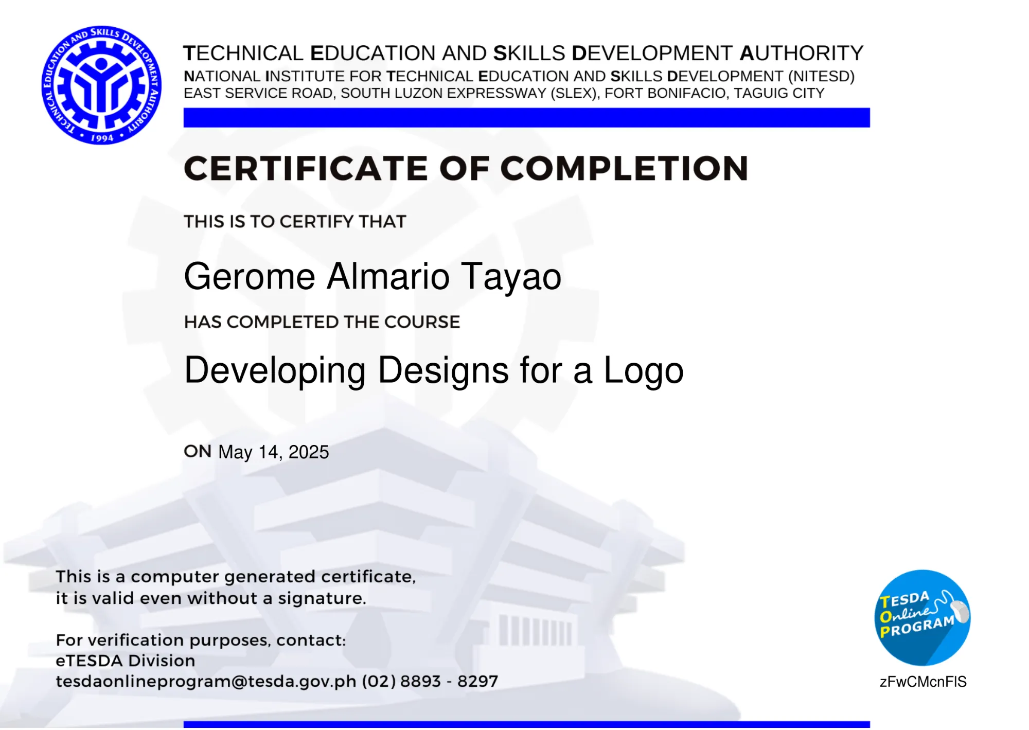 Developing Designs for a Logo by TESDA Online Program