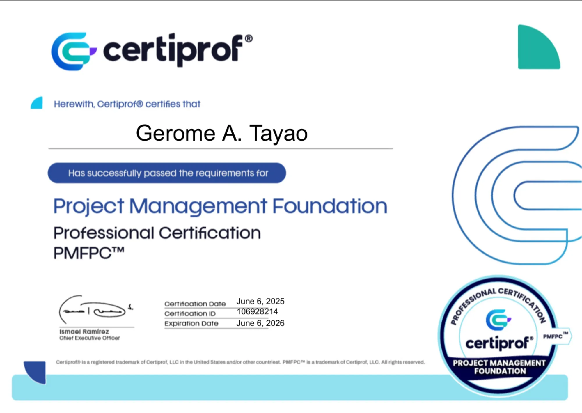 Project Management Professional Certification PMFPC by CertiProf